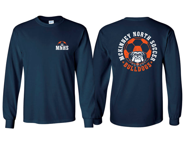 McKinney North Soccer Navy Circle Frocket Design Long Sleeve T-Shirt