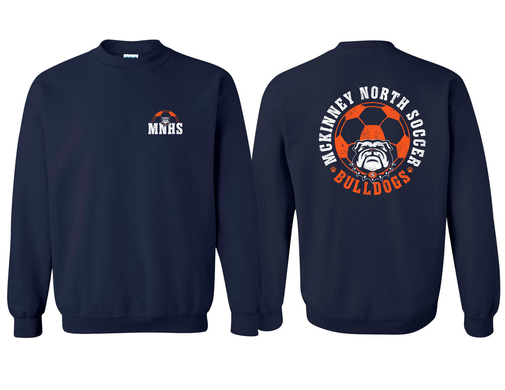 McKinney North Soccer Navy Circle Frocket Design Crewneck Sweatshirt