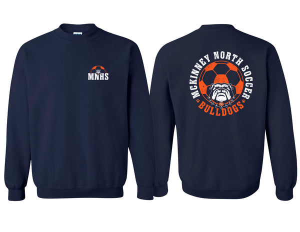 McKinney North Soccer Navy Circle Frocket Design Crewneck Sweatshirt