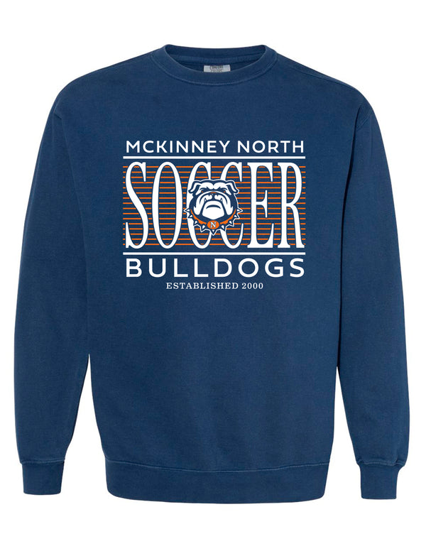 North Soccer Tall Lines Navy Comfort Colors Crewneck