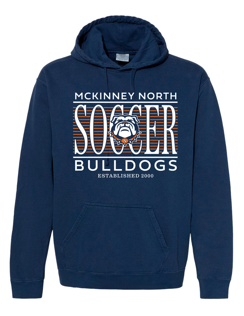 North Soccer Tall Lines Navy Comfort Colors Hoodie