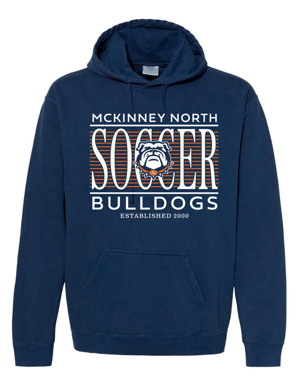 North Soccer Tall Lines Navy Comfort Colors Hoodie
