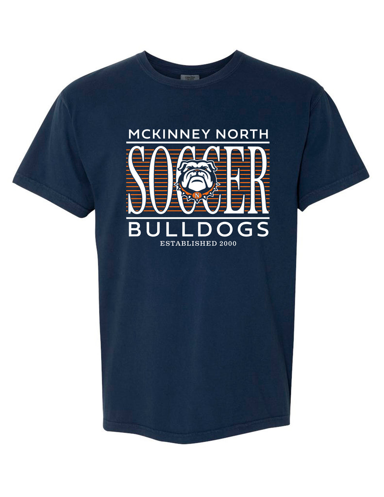 North Soccer Tall Lines Navy Comfort Colors Tee