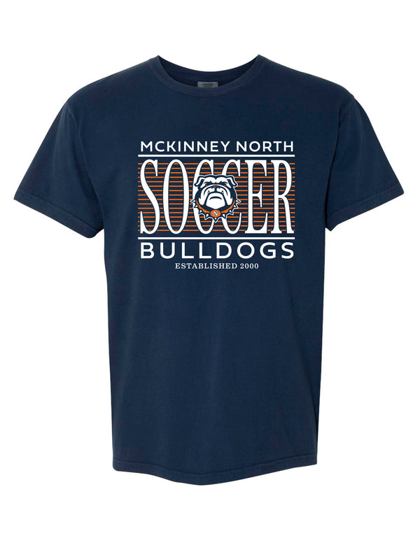 North Soccer Tall Lines Navy Comfort Colors Tee