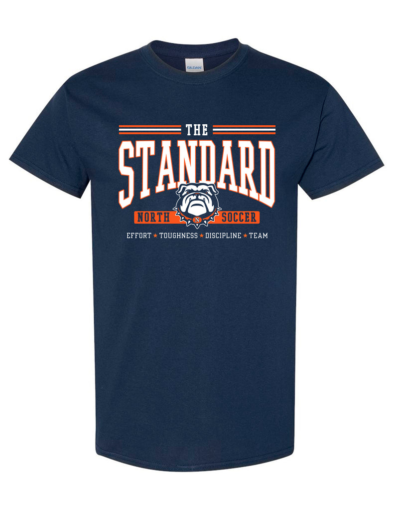 North Soccer The Standard Navy Gildan Tee