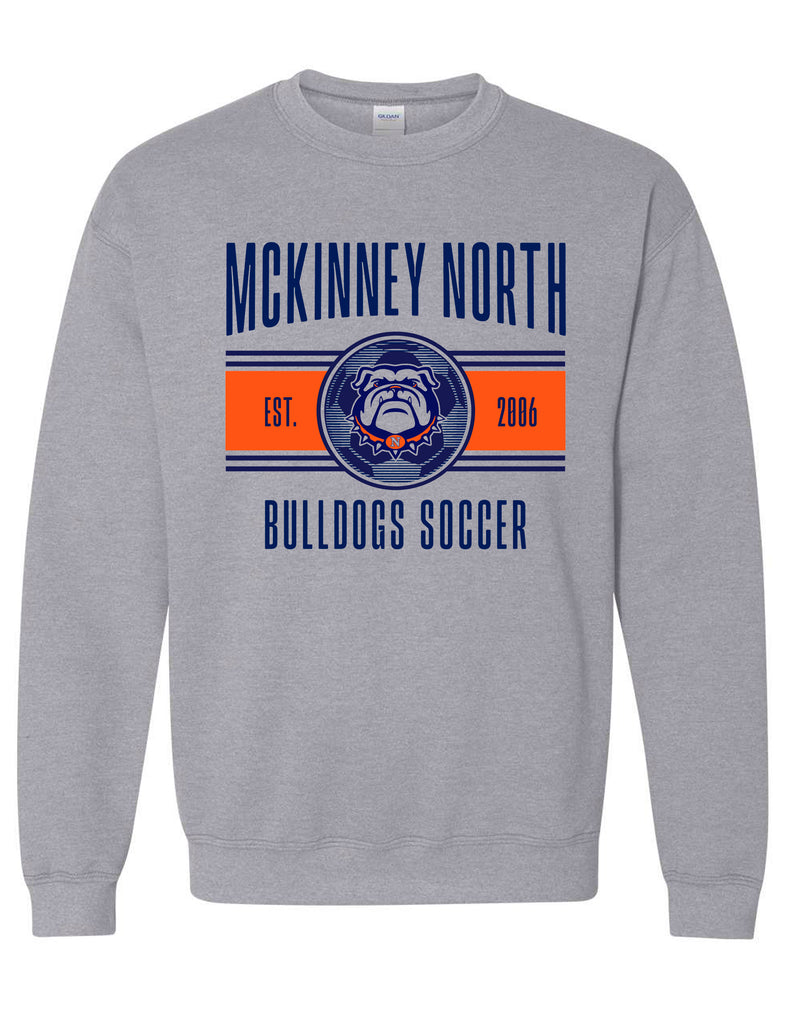 North Soccer Varsity Stripe Sports Gray Gildan Crewneck