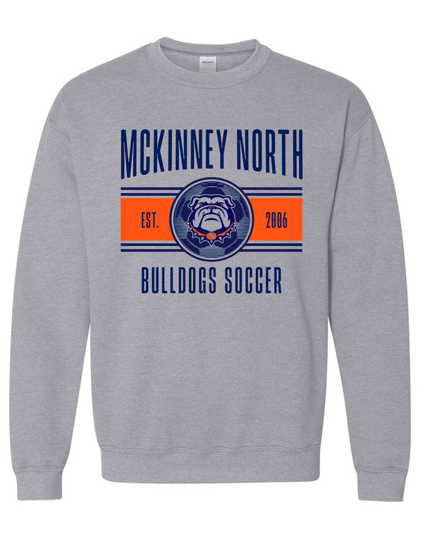 North Soccer Varsity Stripe Sports Gray Gildan Crewneck