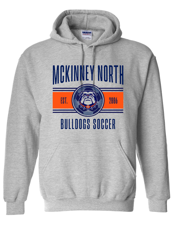 North Soccer Varsity Stripe Sports Gray Gildan Hoodie