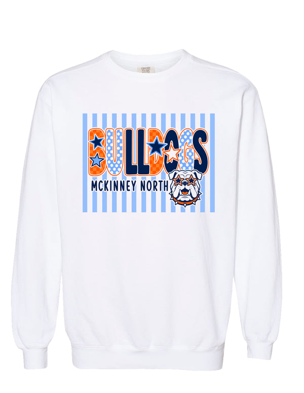 North Soccer Whimsical Bulldogs White Comfort Colors Crewneck