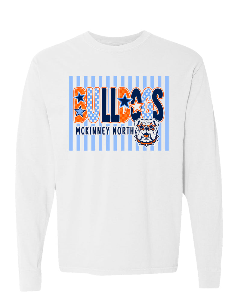 North Soccer Whimsical Bulldogs White Comfort Colors Long Sleeve Tee
