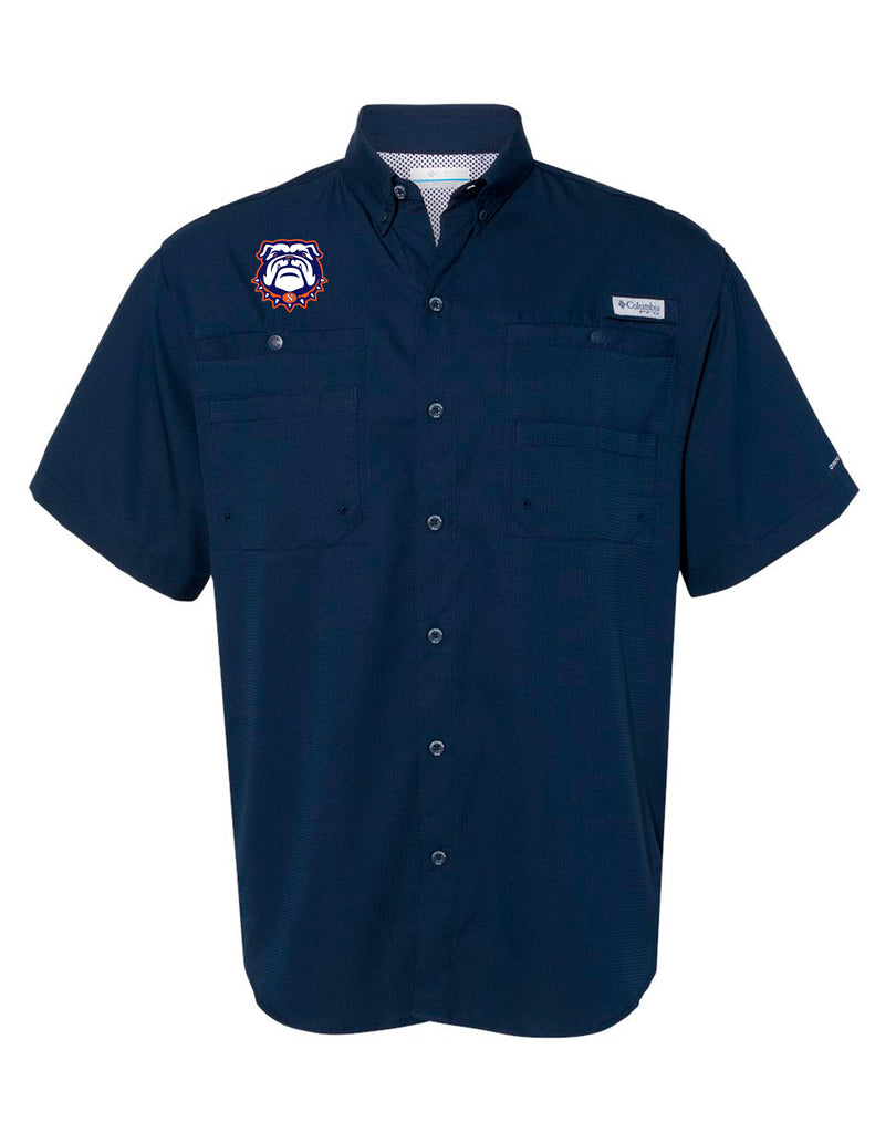 North Soccer Navy Columbia Fishing Shirt with Logo
