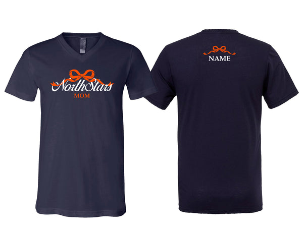 NorthStars Bella Canvas Mom Bow Navy V-Neck Tee
