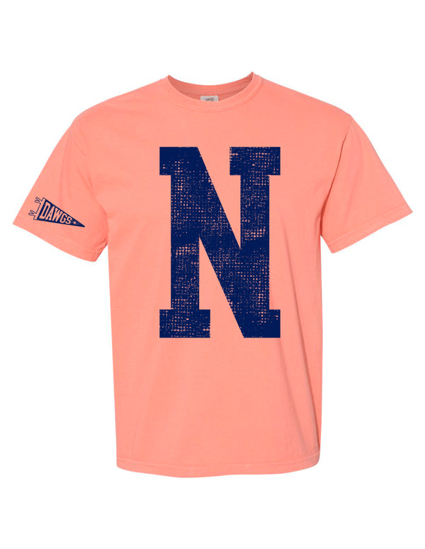 NorthStars Oversized Distressed "N" with Pennant Sleeve Terracotta Comfort Colors Tee (Optional "NORTH STARS" on Sleeve)