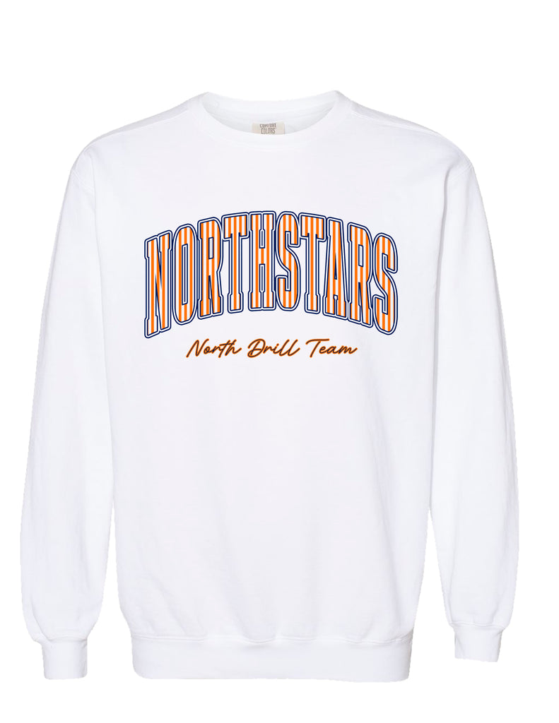 NorthStars Pinstripe Script White Comfort Colors Crewneck