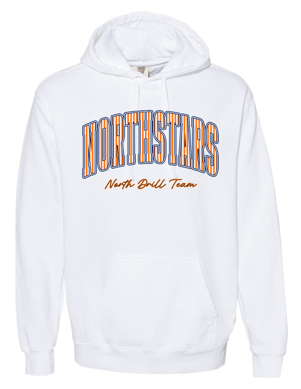 NorthStars Pinstripe Script White Comfort Colors Hoodie