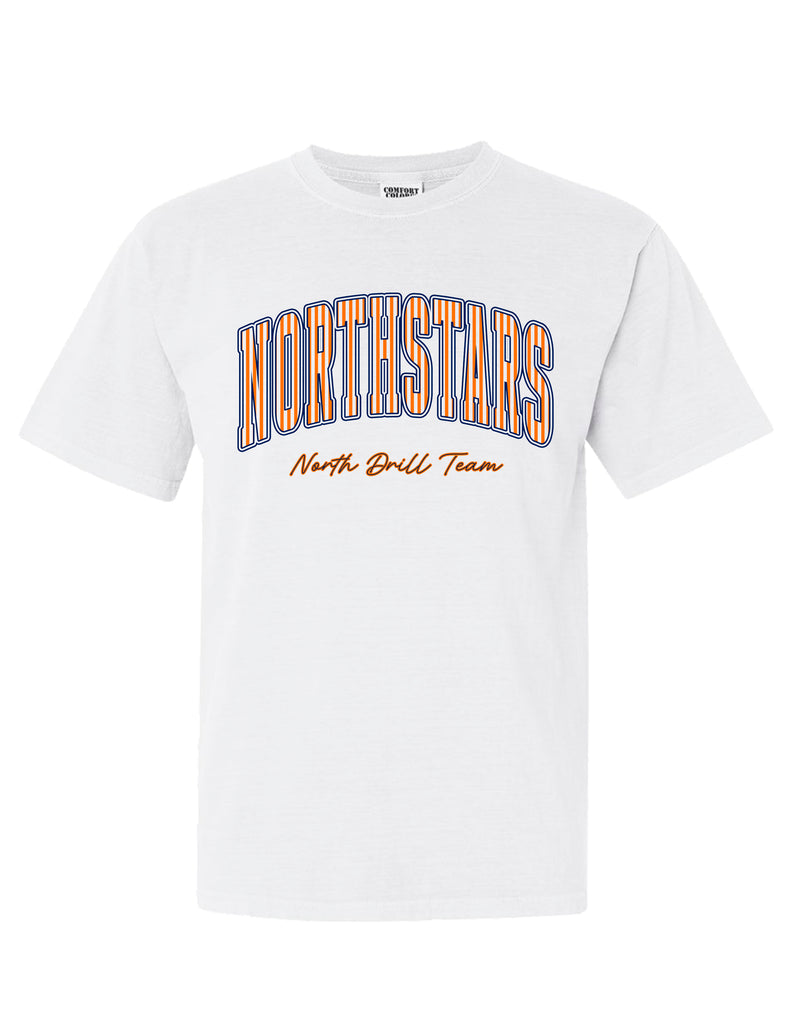 NorthStars Pinstripe Script White Comfort Colors Tee