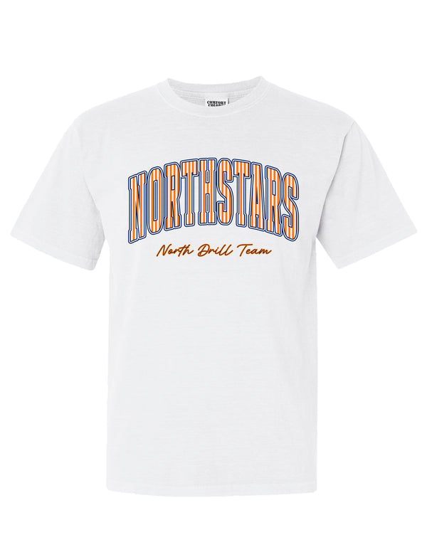 NorthStars Pinstripe Script White Comfort Colors Tee