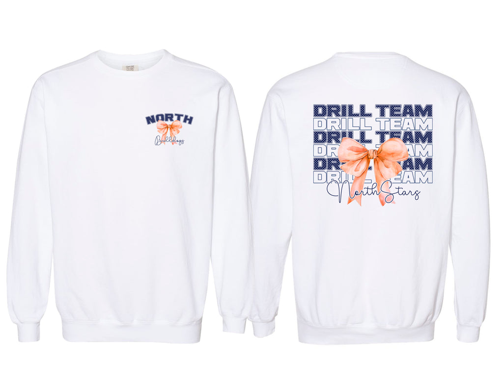 NorthStars Stacked Bow White Comfort Colors Crewneck