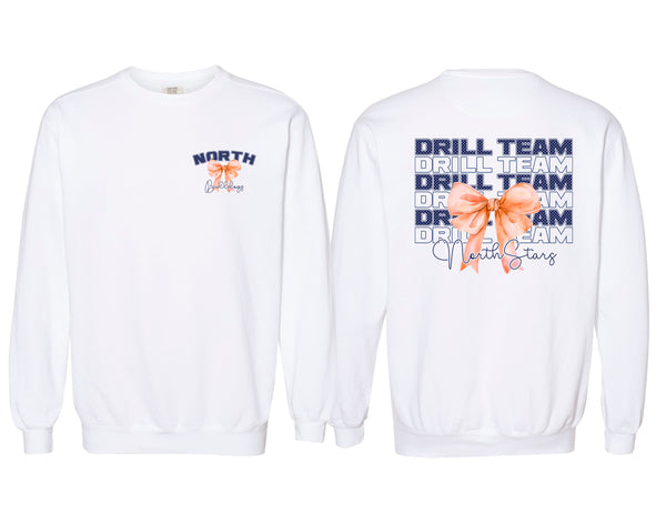 NorthStars Stacked Bow White Comfort Colors Crewneck