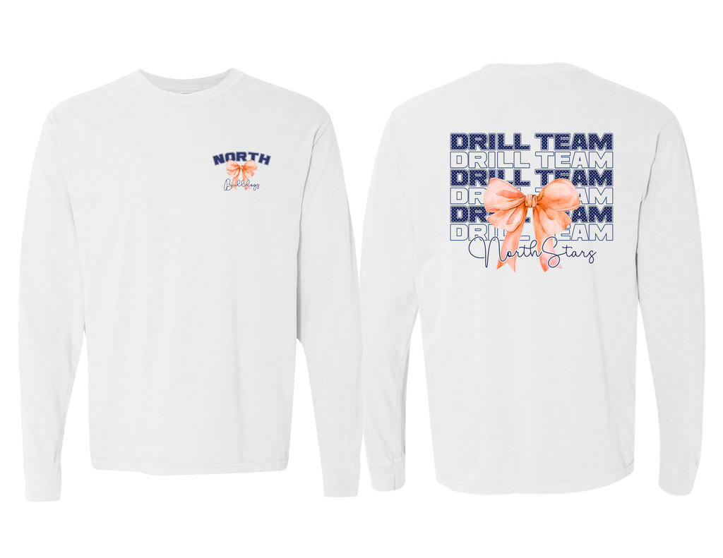 NorthStars Stacked Bow White Comfort Colors Longsleeve Tee