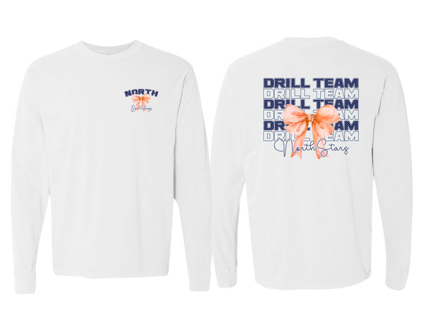 NorthStars Stacked Bow White Comfort Colors Longsleeve Tee