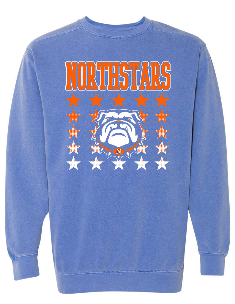 NorthStars Stars Bulldog Gradient Flo Blue Comfort Colors Crewneck