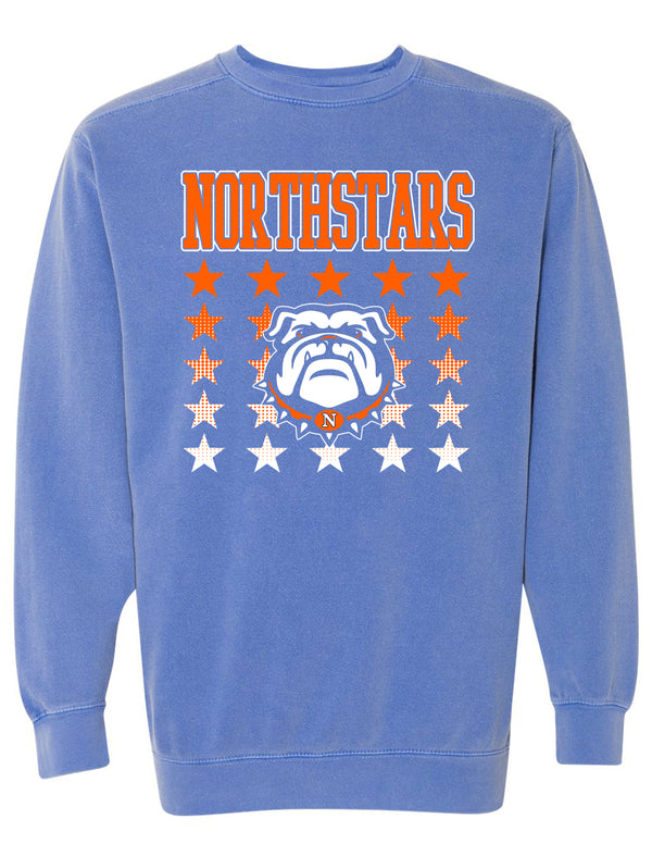 NorthStars Stars Bulldog Gradient Flo Blue Comfort Colors Crewneck