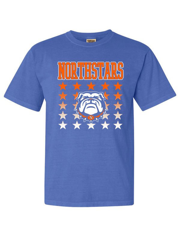 NorthStars Stars Bulldog Gradient Flo Blue Comfort Colors Tee