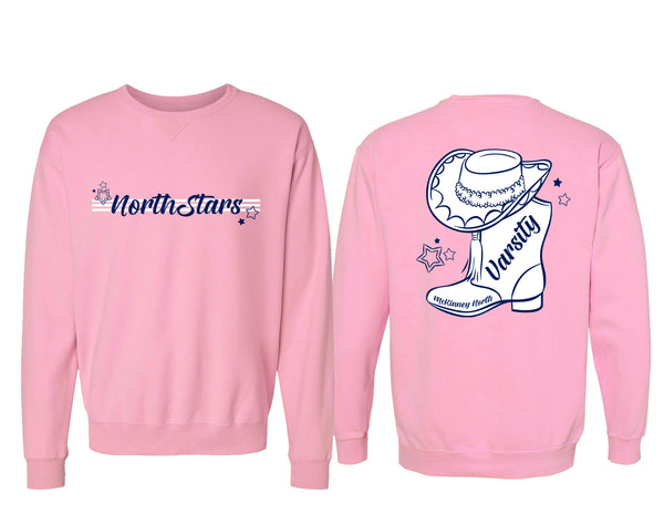 NorthStars Varsity Pink Boot Hat Blossom Comfort Wash Crewneck