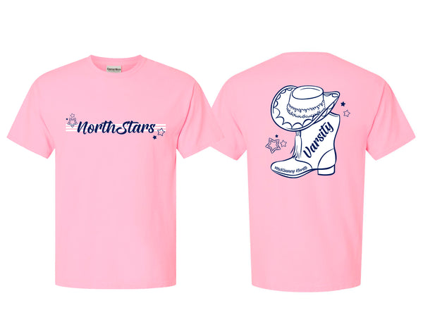 NorthStars Varsity Pink Boot Hat Blossom Comfort Wash Tee