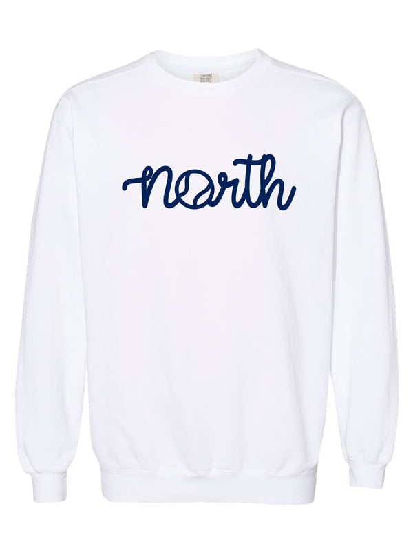 North Tennis Comfort Color Tennis Script Crewneck Sweatshirt White