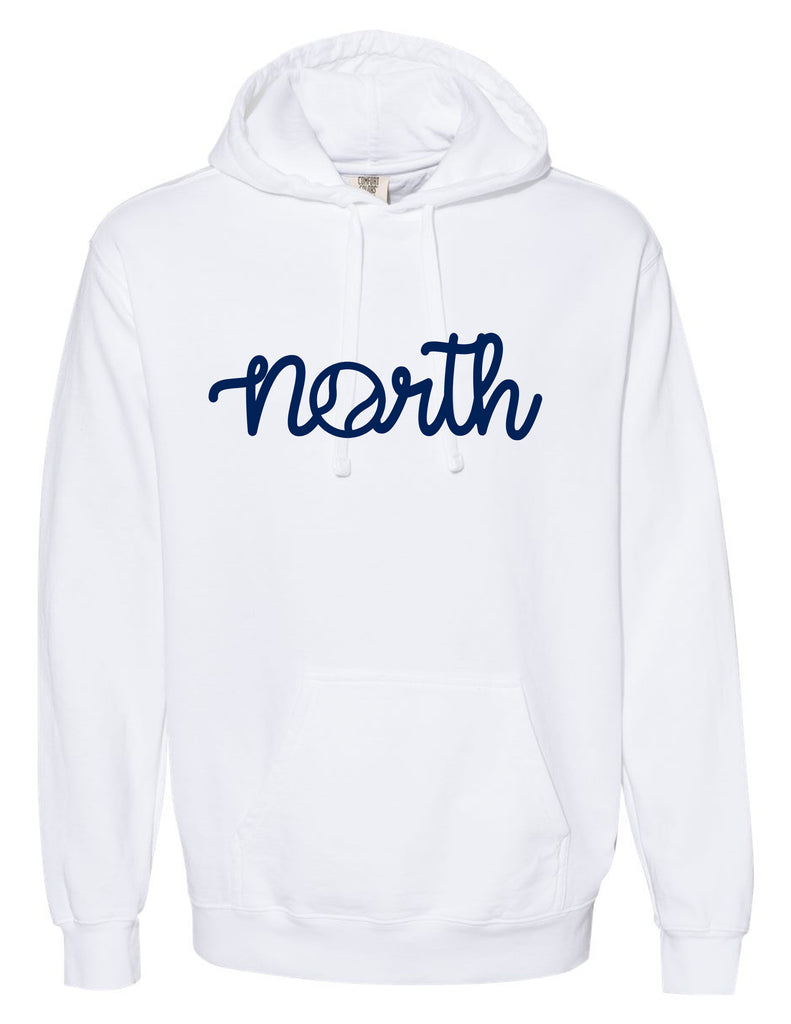 North Tennis Comfort Color Tennis Script Hoodie White
