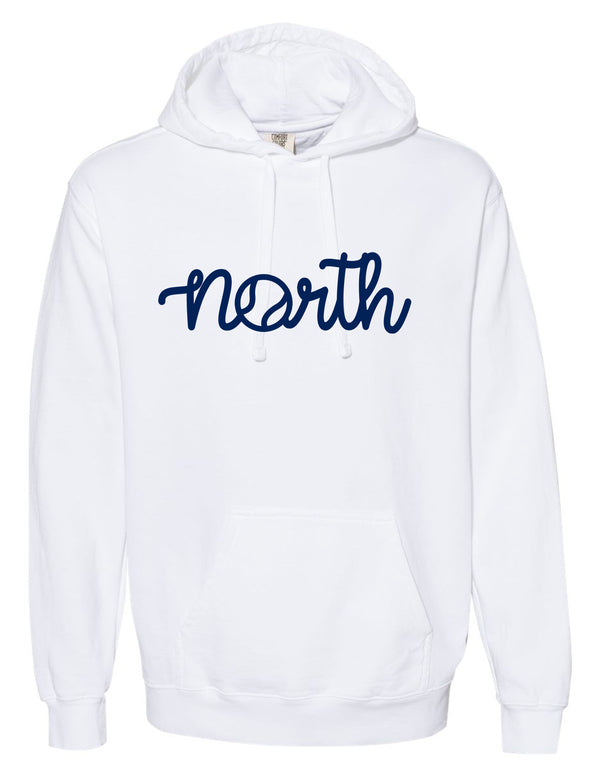 North Tennis Comfort Color Tennis Script Hoodie White