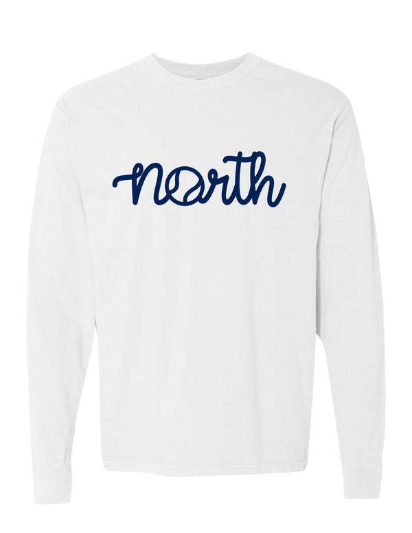 North Tennis Comfort Color Tennis Script Long Sleeve T-Shirt White