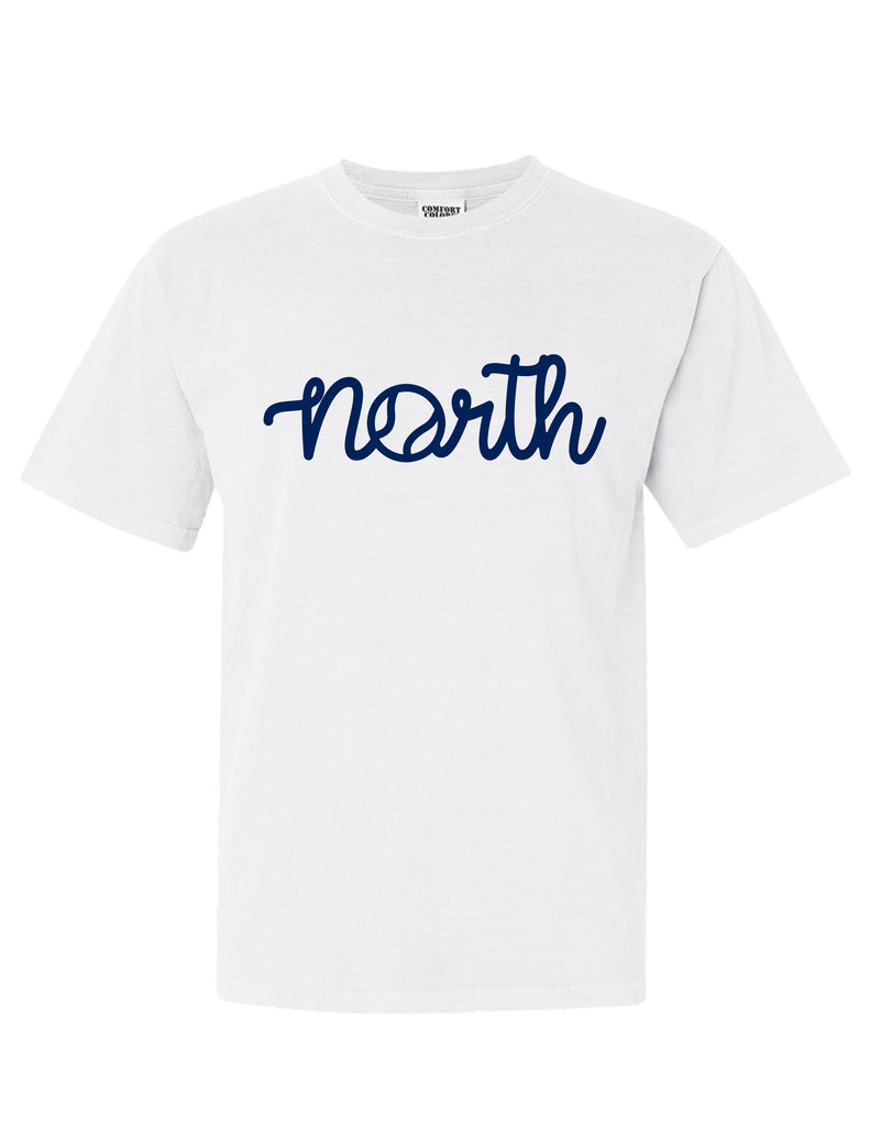 North Tennis Comfort Color Tennis Script Short Sleeve T-Shirt White