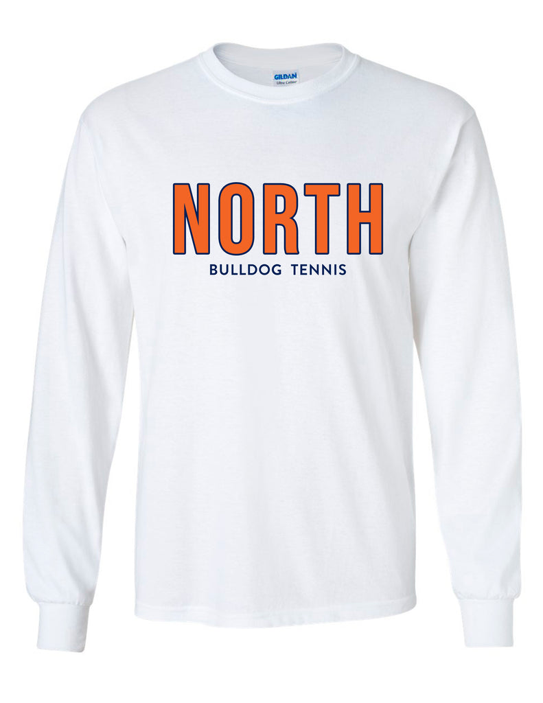 North Tennis Gildan Simple Long Sleeve T-Shirt White