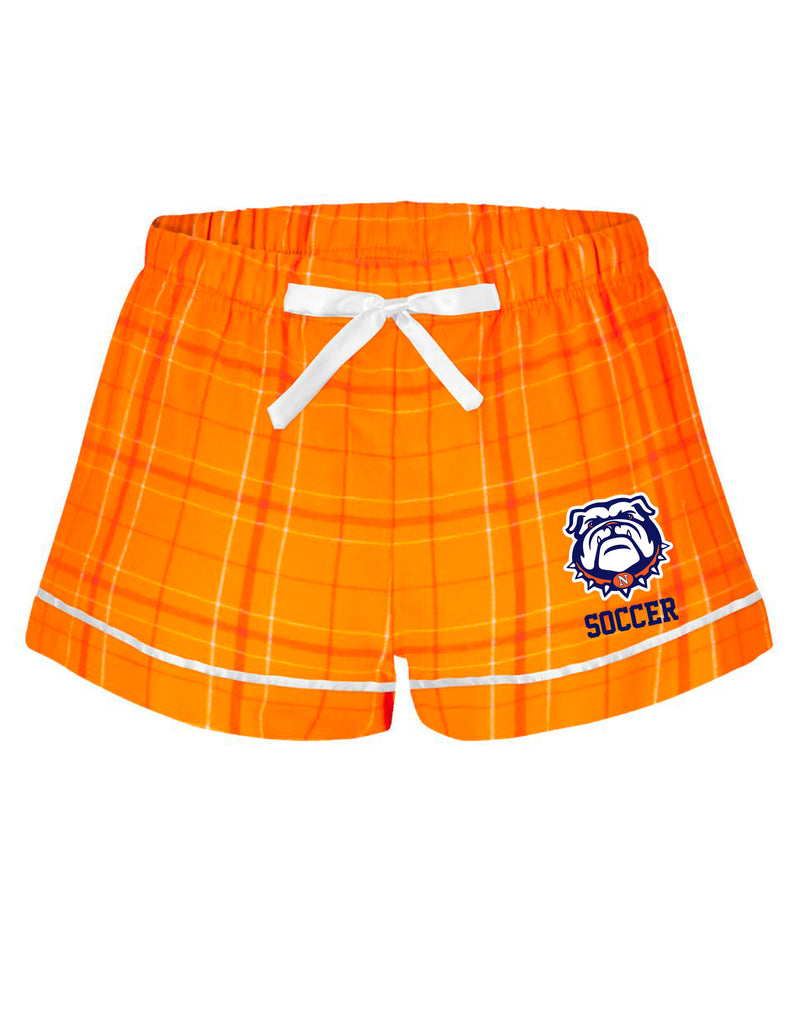 North Soccer Orange Plaid Boxercraft Flannel Lounge Shorts with Embroidery