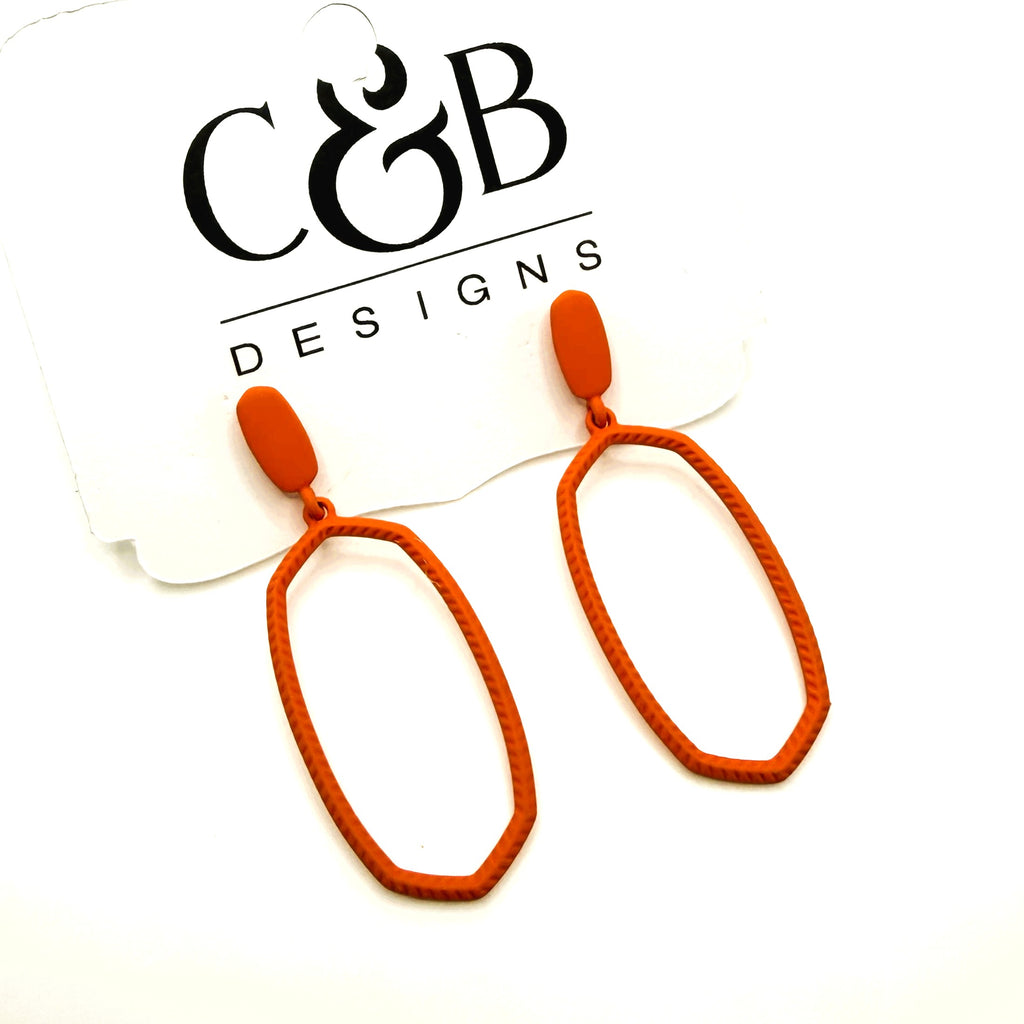 North Soccer Orange Powder Coated Dangle Earrings