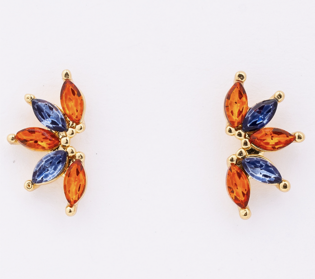 North Soccer Orange and Navy Crystal Stud Earrings