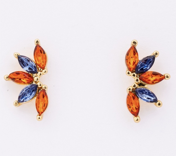 North Soccer Orange and Navy Crystal Stud Earrings