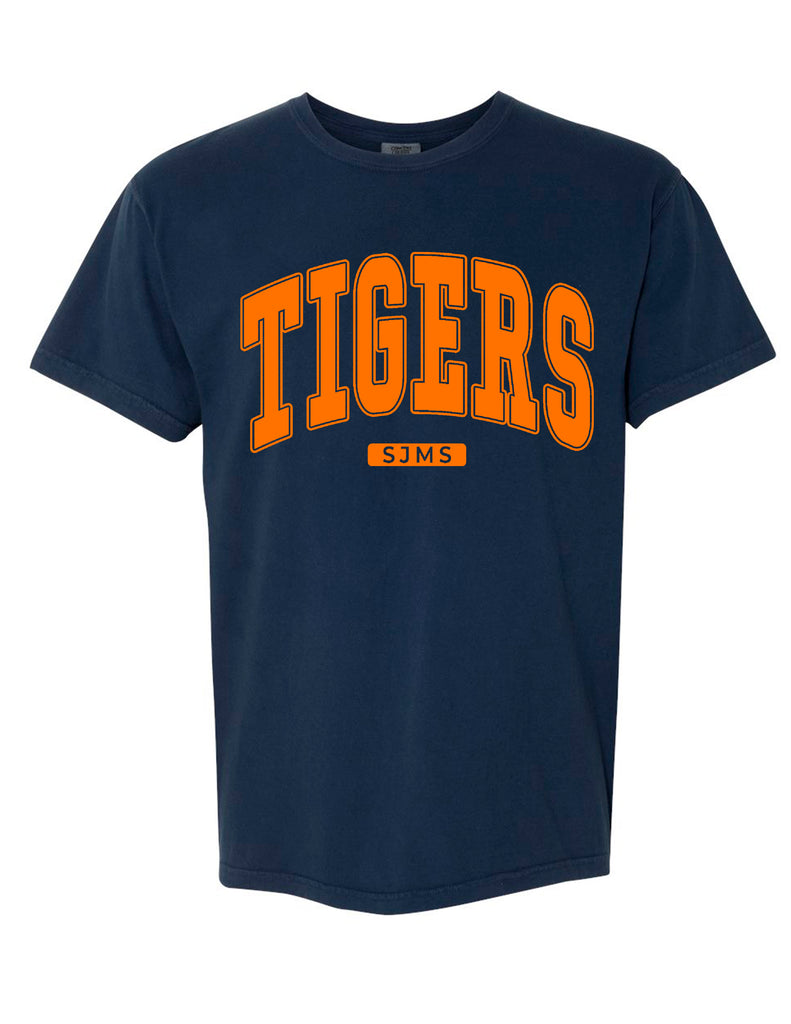 SJMS Oversized Print Tigers Navy Tee