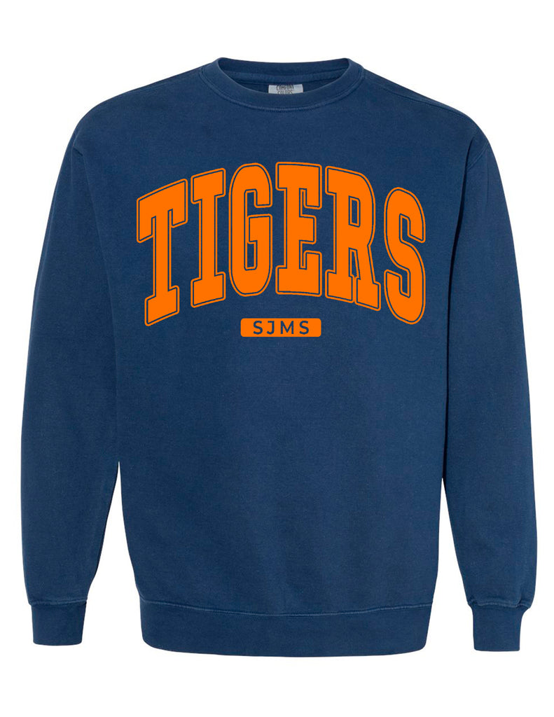 SJMS Oversized Print Tigers Navy Crewneck Sweatshirt