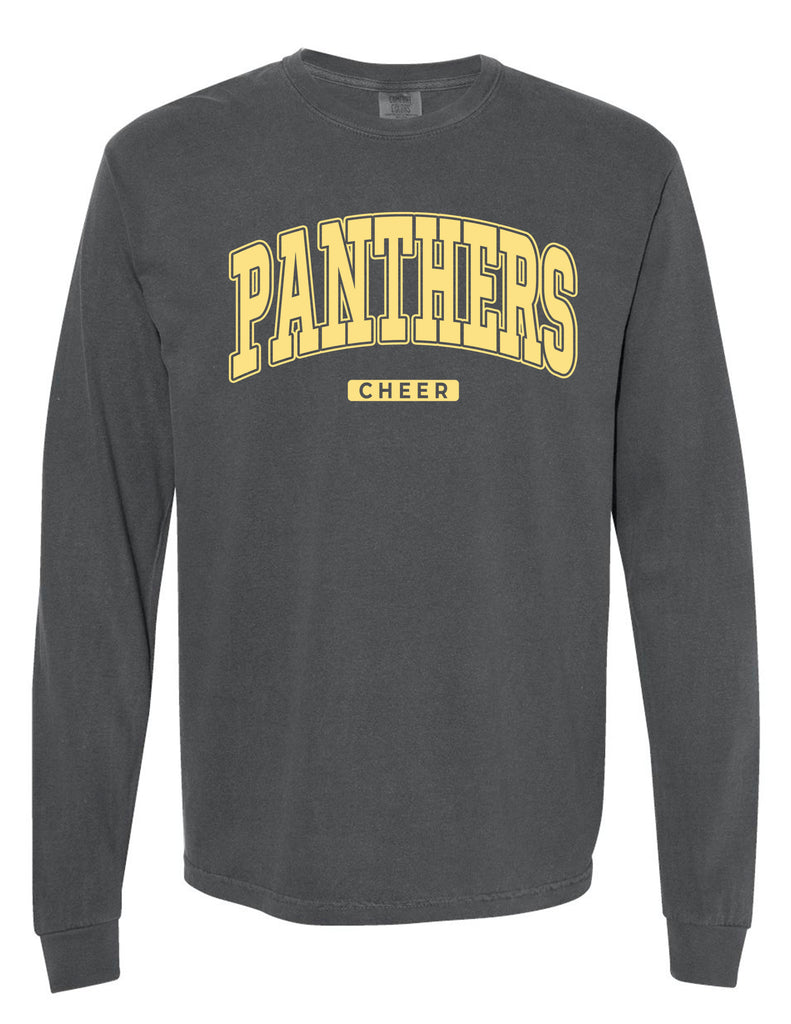Plano East Cheer Oversized Panthers Pepper Comfort Colors Long Sleeve Tee