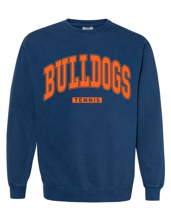 North Tennis Comfort Color Oversized Bulldogs Crewneck Sweatshirt Navy