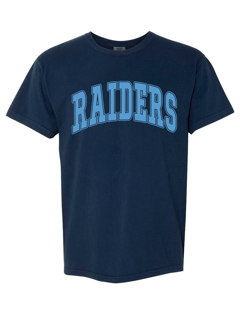 LD Bell Cheer Comfort Colors Navy RAIDERS Oversized Print Tee (With or Without CHEER)