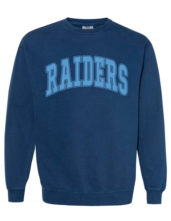 LD Bell Cheer Comfort Colors Navy RAIDERS Oversized Print Crewneck (With or Without CHEER)