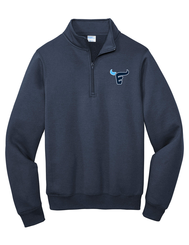 Emerson Football Navy Quarter Zip Fleece Sweatshirt with Embroidered Logo