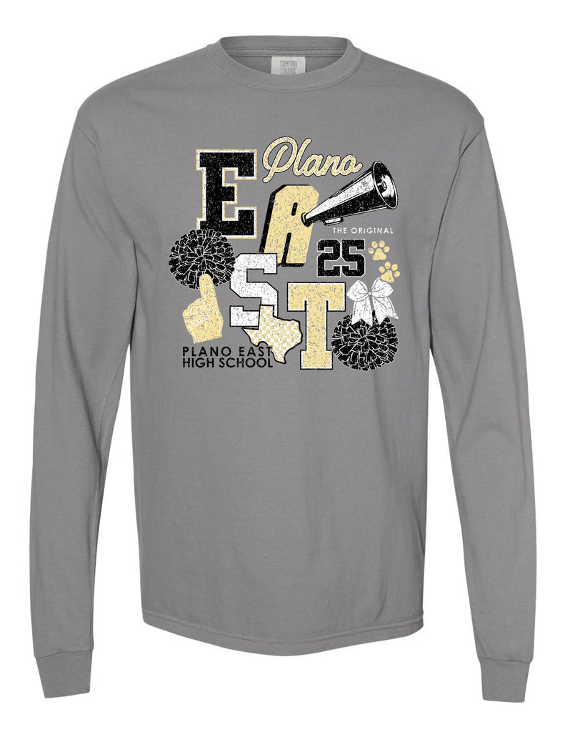 Plano East Cheer Granite Comfort Colors Collage Long Sleeve Tee