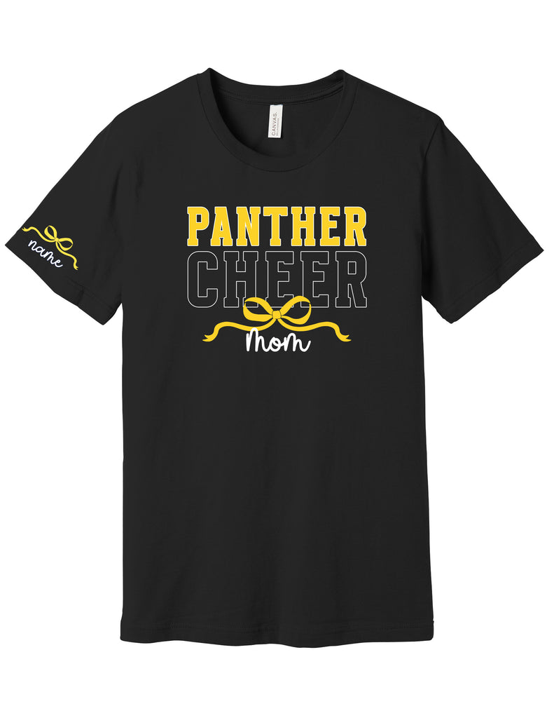 Plano East Cheer Mom Black Bella Canvas Tee with Optional Sleeve Personalization
