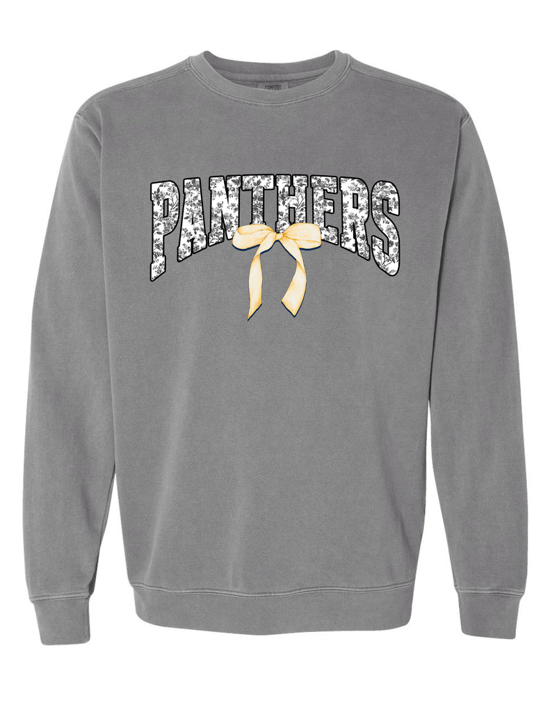Plano East Cheer Panthers Floral Bow Gray Comfort Colors Crewneck